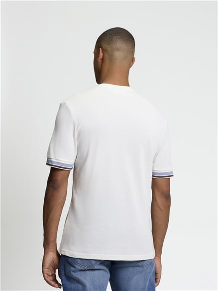 Short Sleeve Textured Tipped Tshirt in Ivory