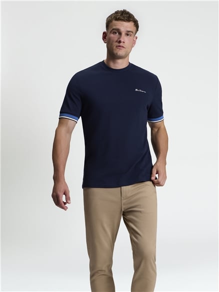 Short Sleeve Textured Tipped Tshirt