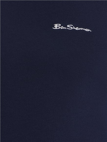 Short Sleeve Textured Tipped Tshirt in Dark Navy