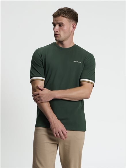 Short Sleeve Textured Tipped Tshirt