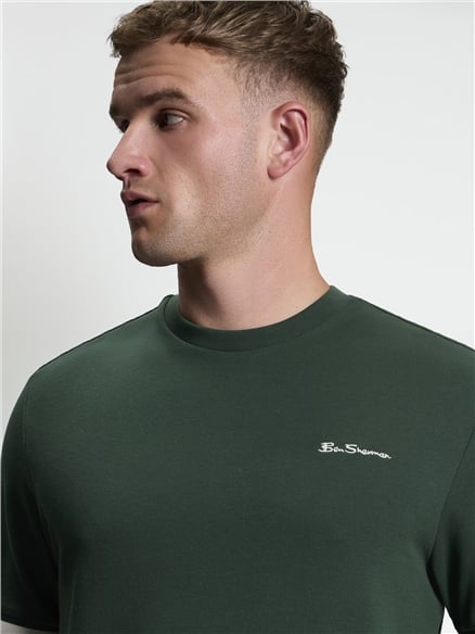 Short Sleeve Textured Tipped Tshirt in Bottle Green