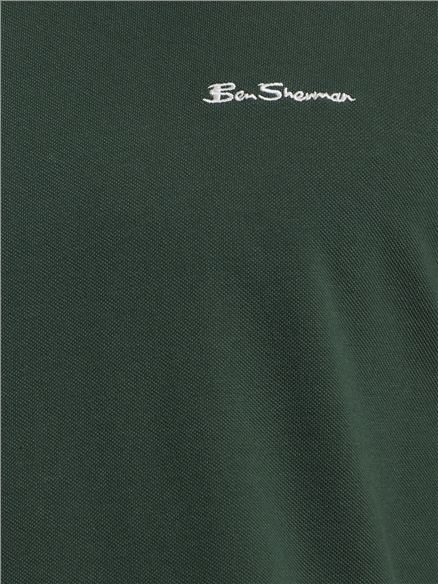 Short Sleeve Textured Tipped Tshirt in Bottle Green