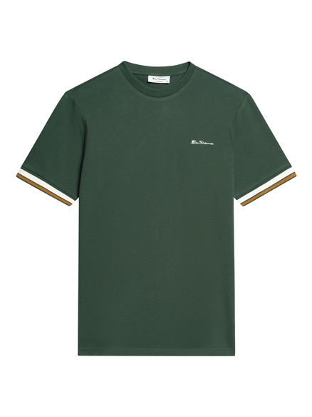 Short Sleeve Textured Tipped Tshirt in Bottle Green