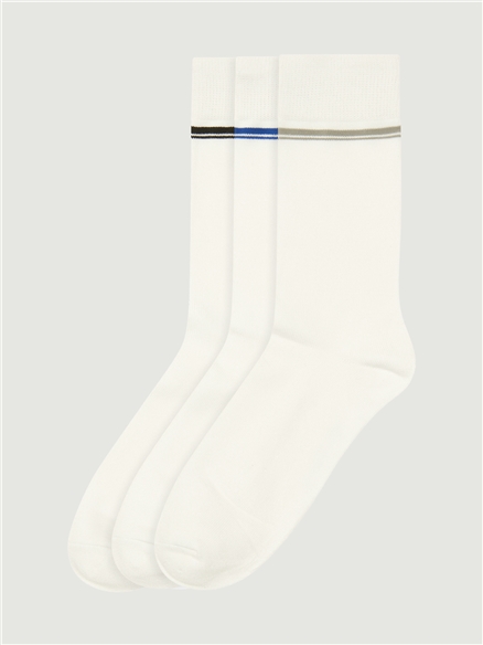 3 Pack Mod Stripe Sock in White