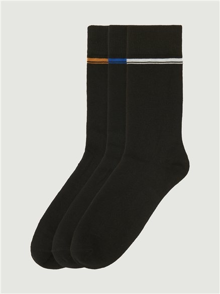3 Pack Mod Stripe Sock in Black
