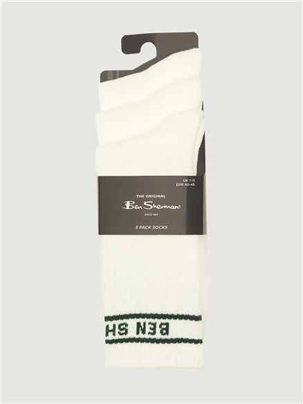3 Pack Ivy Rib Sock in White