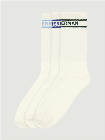 3 Pack Ivy Rib Sock in White