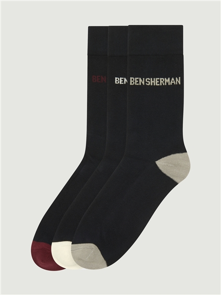3 Pack Heel Toe Socks in Dark Navy