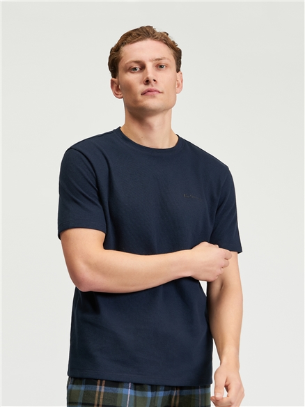 Short Sleeve Waffle Tee in Dark Navy