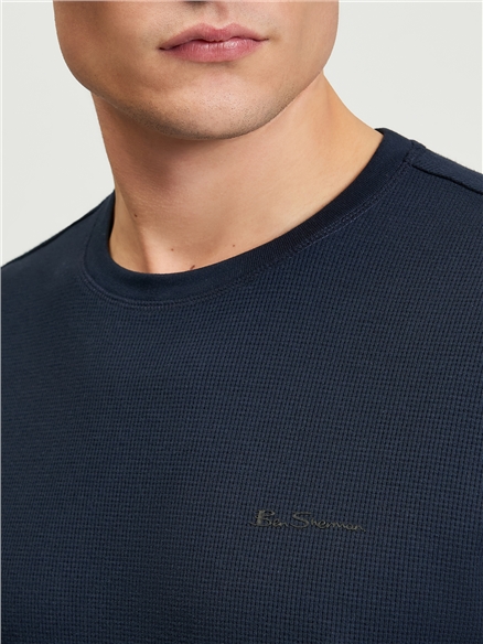 Short Sleeve Waffle Tee in Dark Navy