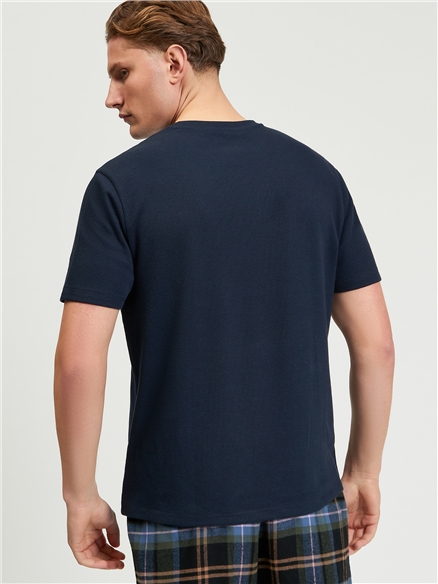 Short Sleeve Waffle Tee in Dark Navy