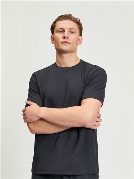 Short Sleeve Waffle Tee in Charcoal