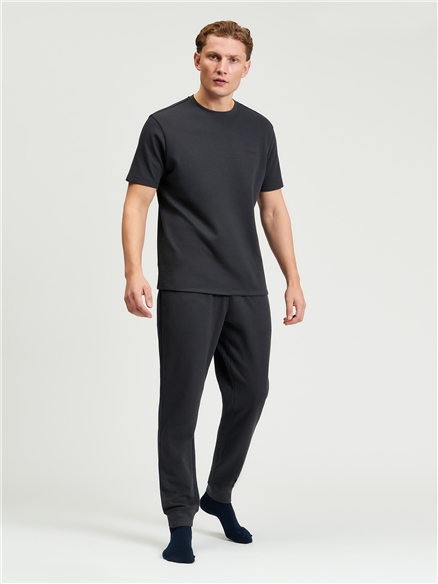 Short Sleeve Waffle Tee in Charcoal