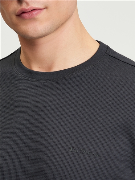 Short Sleeve Waffle Tee in Charcoal