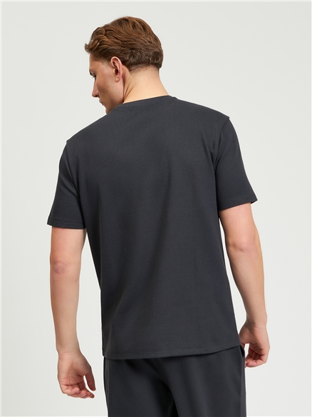 Short Sleeve Waffle Tee in Charcoal