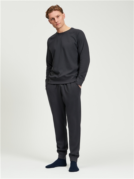 Jersey Waffle Trouser in Charcoal