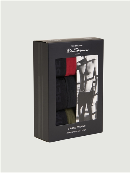 3 Pack Jacquard Logo Trunks in Assorted