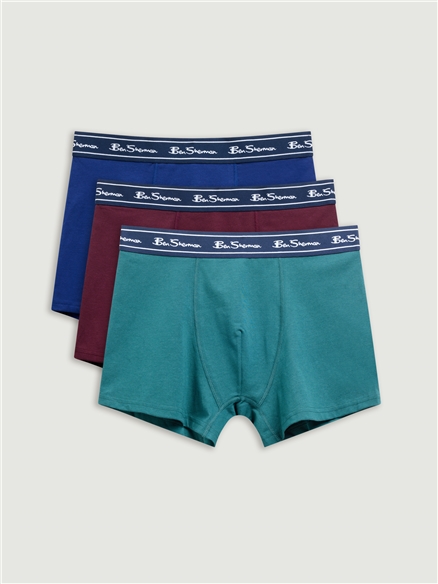 3 Pack Stripe Logo Trunks Plain Assorted