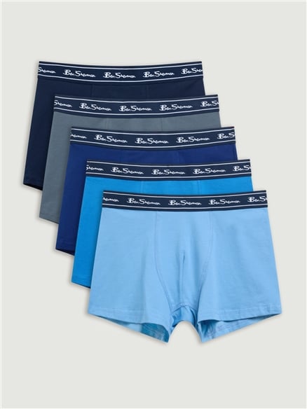 5 Pack Stripe Logo Trunks Assorted in Blue