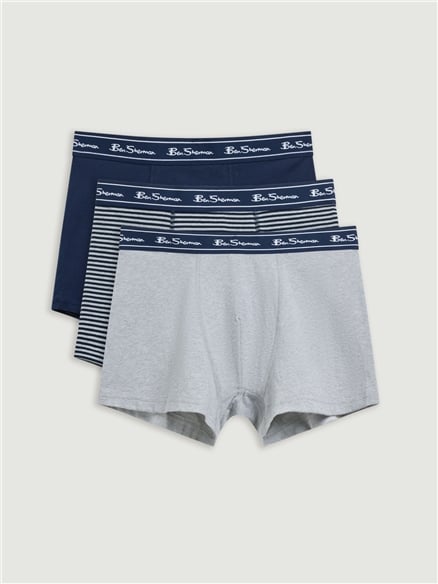 3 Pack Stripe Logo Trunks in Grey
