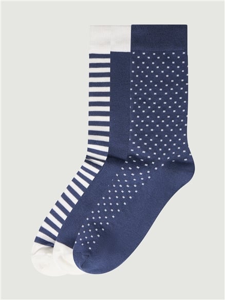 3 PACK SOCKS - SPOT, STRIPE, CHECK