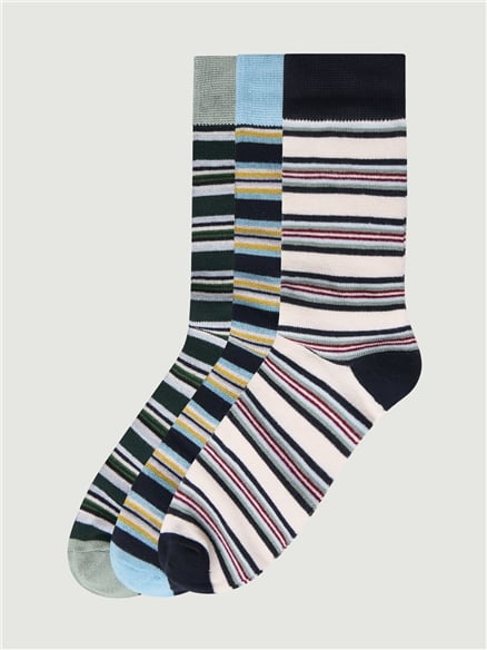 3 PACK STRIPE SOCKS - GIFT BOX in Assorted