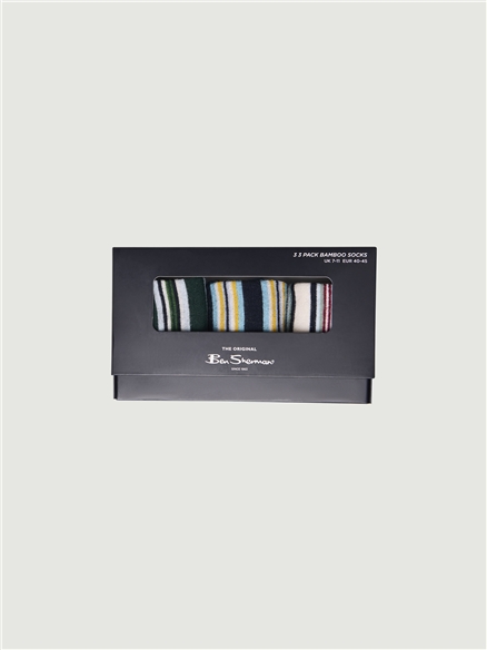 3 PACK STRIPE SOCKS - GIFT BOX in Assorted