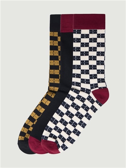 3 Pack Chequerboard Sock