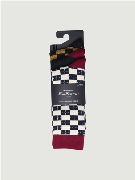 3 Pack Chequerboard Sock in Assorted