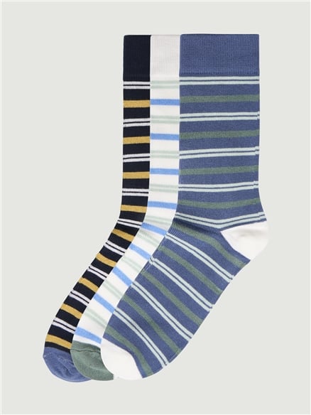 3 Pack Striped Socks in Assorted