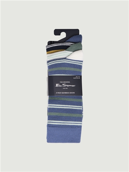 3 Pack Striped Socks in Assorted