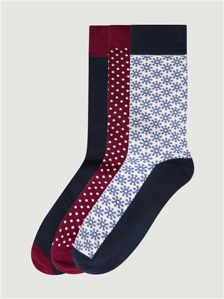 3 PACK SOCKS POKA DOT, STAR GEO, BLOCK GEO - GIFT BOX in Assorted