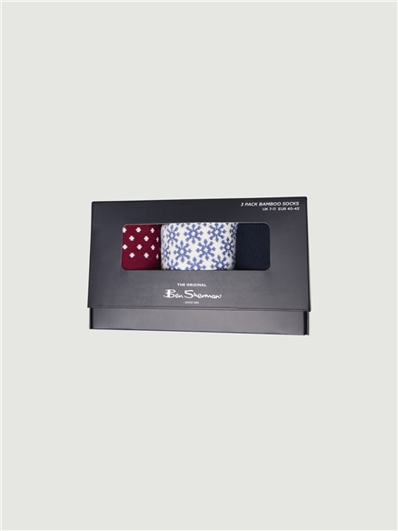 3 PACK SOCKS POKA DOT, STAR GEO, BLOCK GEO - GIFT BOX in Assorted