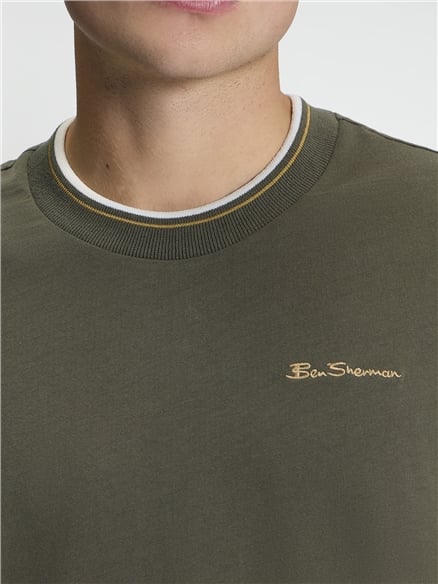 Short Sleeve Ringer Tshirt in Khaki