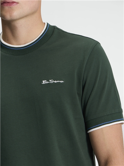 Short Sleeve Ringer Tshirt in Bottle Green