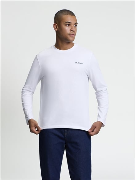 Long Sleeve Signature Tshirt in White