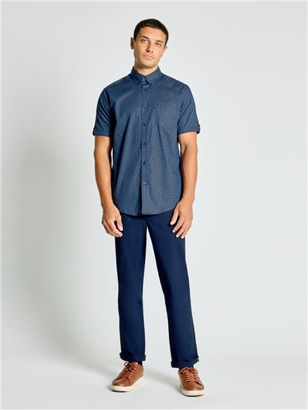 Short Sleeve Mono Geo Print Shirt in Cobalt