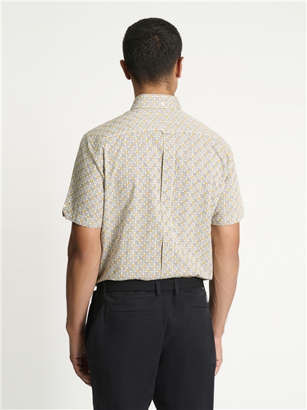 Short Sleeve Retro Geo Print Shirt in Mustard