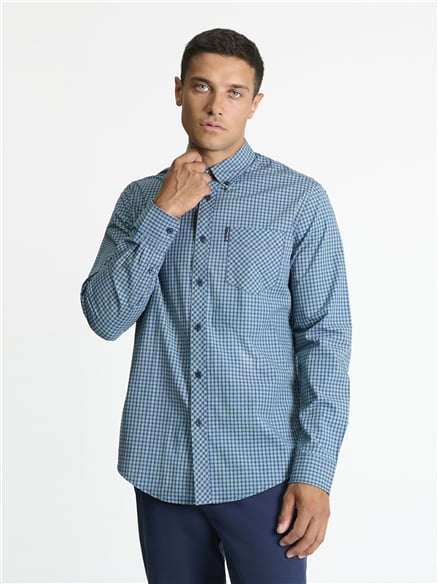 Long Sleeve Mini Mod Check Shirt in Green