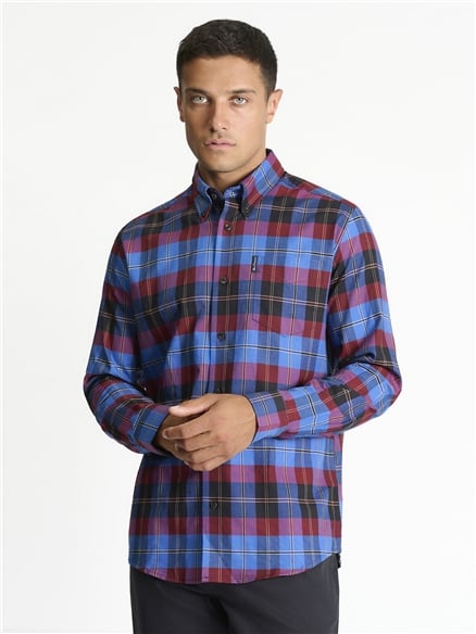 Long Sleeve Oxford Check Shirt in Cobalt