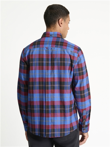 Long Sleeve Oxford Check Shirt in Cobalt