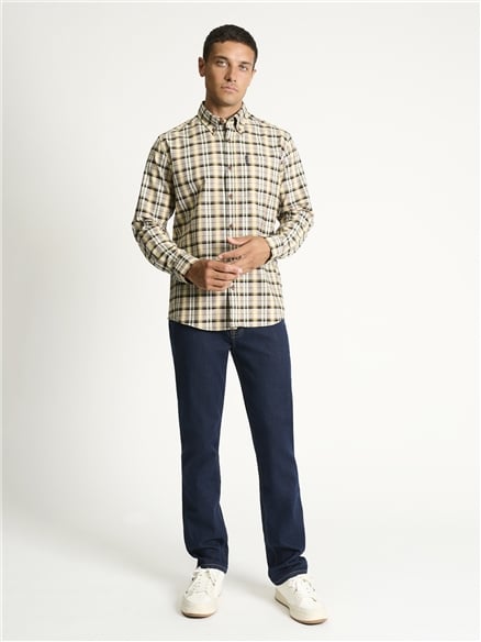 Long Sleeve Multi Oxford Check shirt in Dark Navy