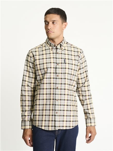 Long Sleeve Multi Oxford Check shirt in Dark Navy