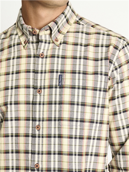 Long Sleeve Multi Oxford Check shirt in Dark Navy