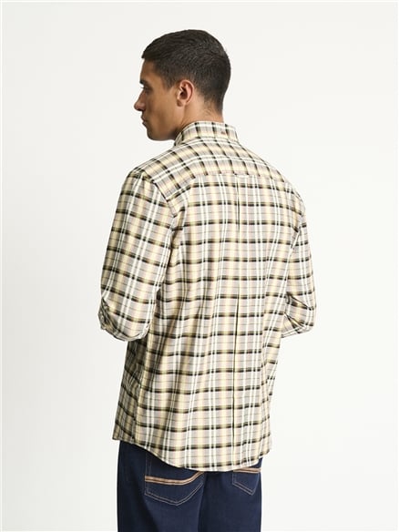 Long Sleeve Multi Oxford Check shirt in Dark Navy