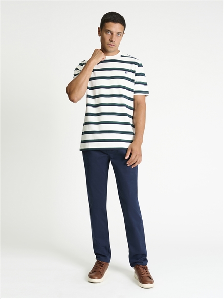 Textured Stripe Tee in Snow White