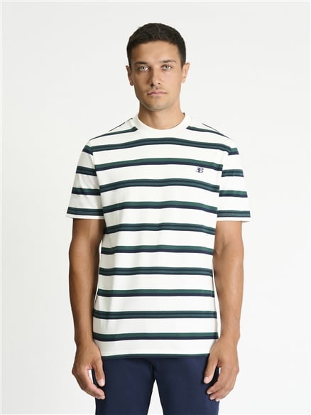 Textured Stripe Tee in Snow White