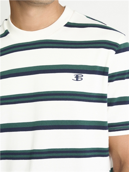 Textured Stripe Tee in Snow White