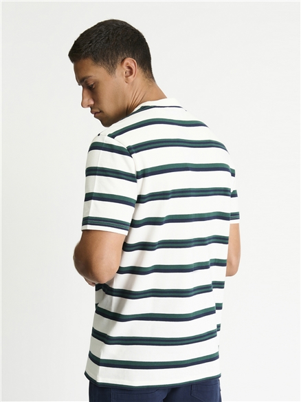 Textured Stripe Tee in Snow White
