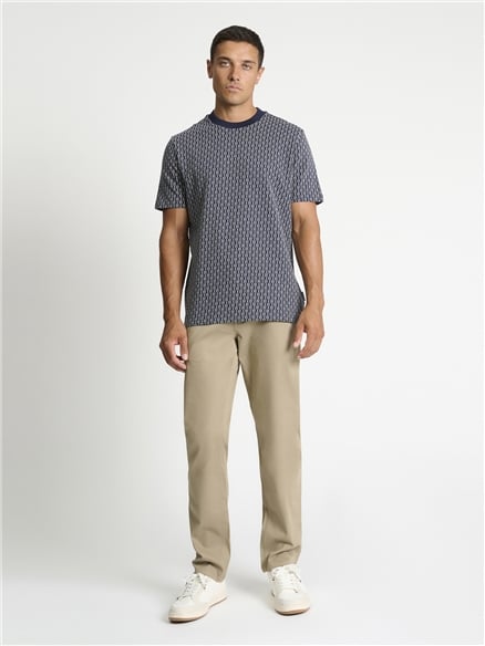 Textured Tipped Tee in Dark Navy